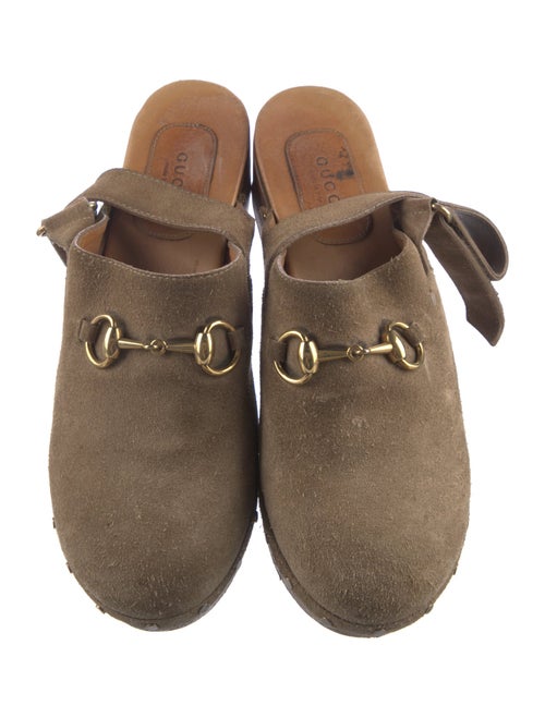 Gucci Horsebit Accent Suede Slingback Pumps