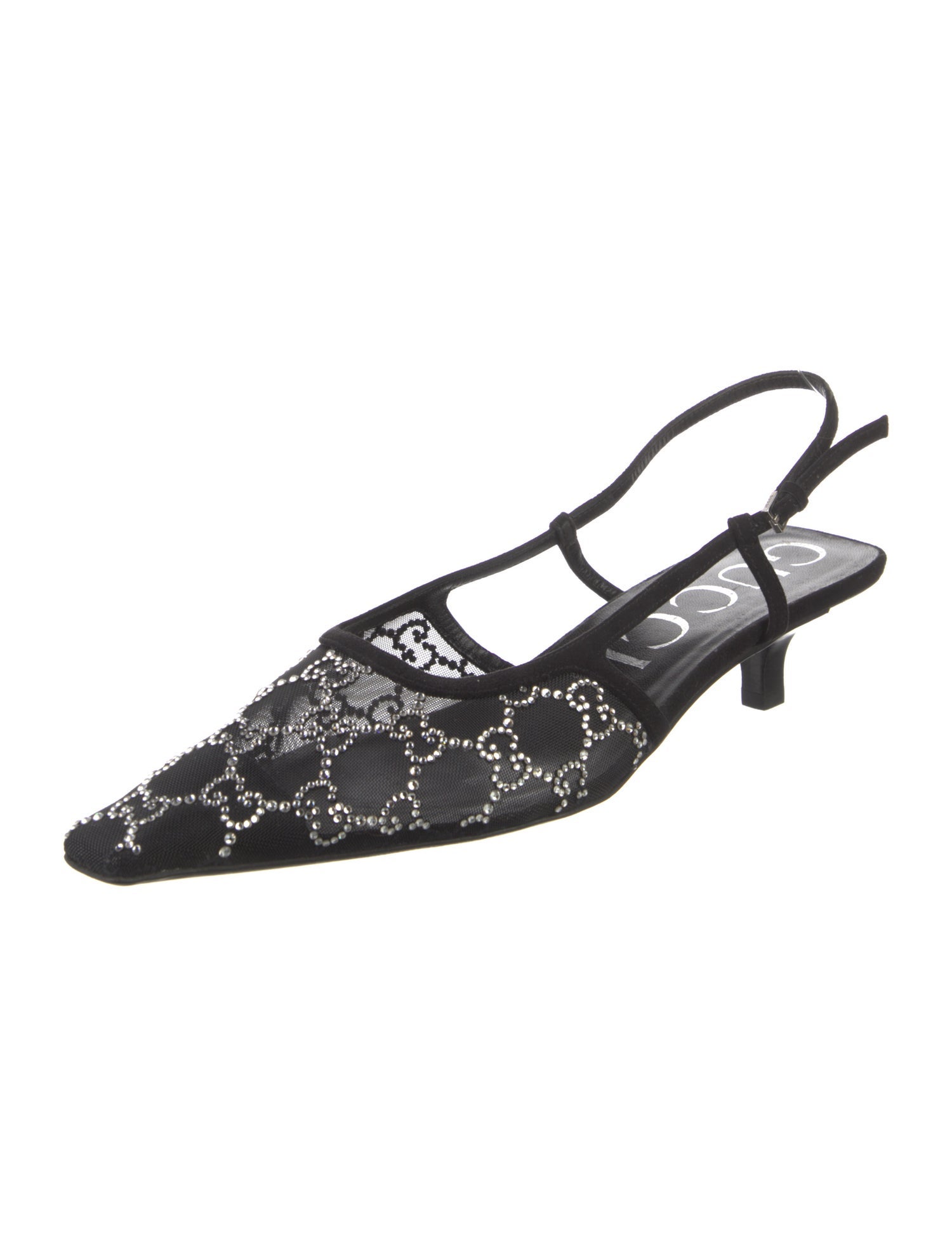 Gucci GG Logo Mesh Slingback Pumps