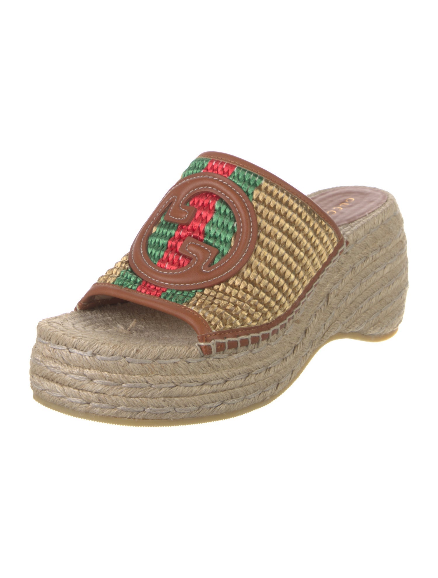 Gucci Web Accent Straw Espadrilles