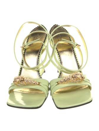 Gucci Patent Leather Crystal Embellishments Sandals