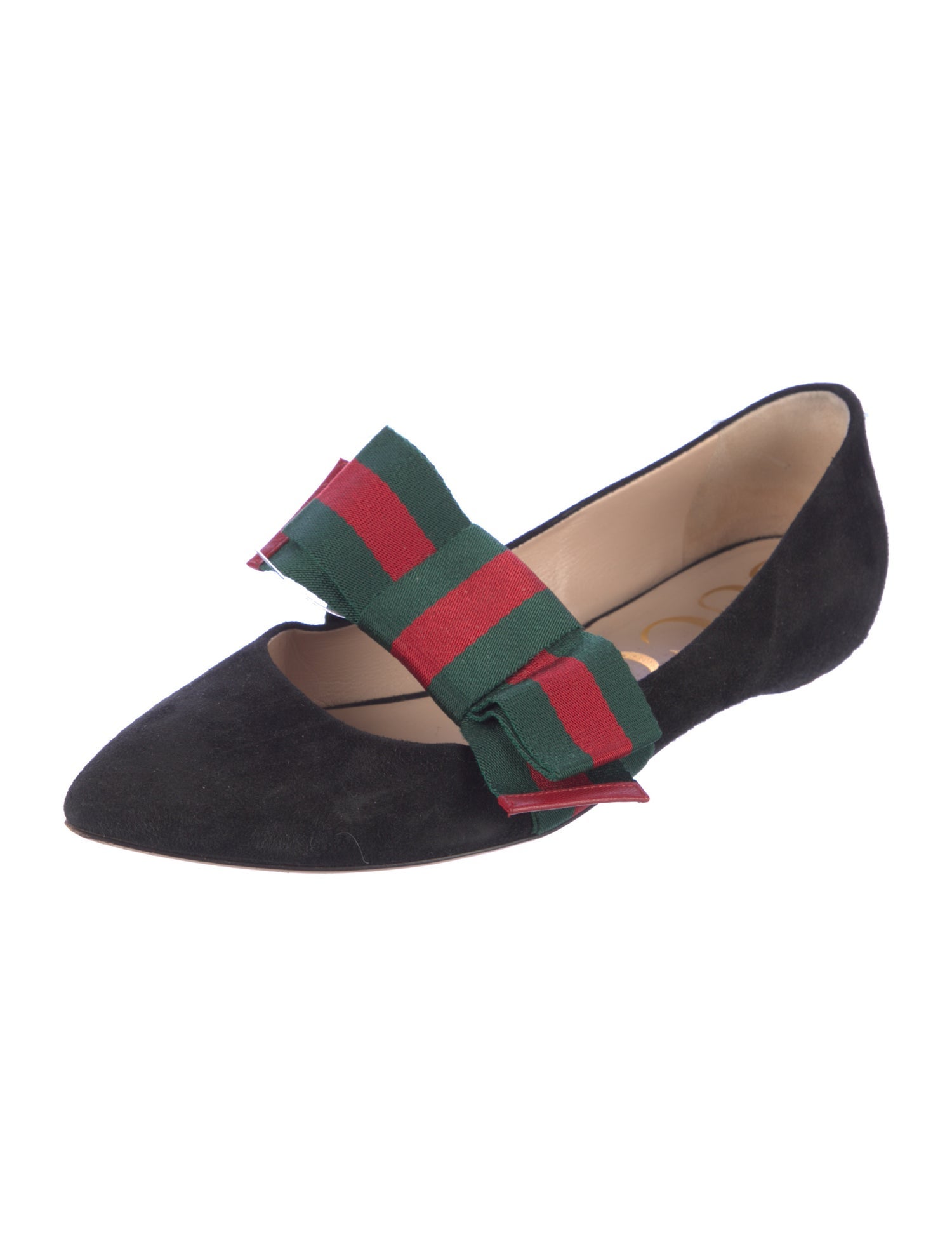 Gucci Web Accent Suede Mary Jane Flats