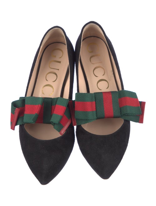 Gucci Web Accent Suede Mary Jane Flats