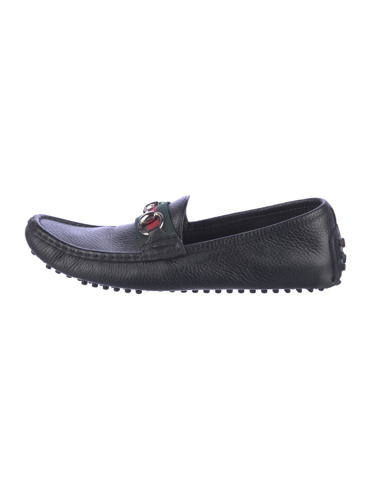 Gucci Web Accent Leather Loafers