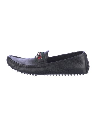 Gucci Web Accent Leather Loafers