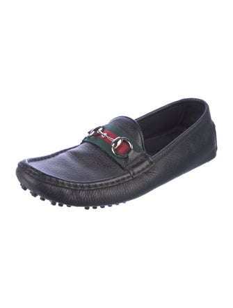 Gucci Web Accent Leather Loafers