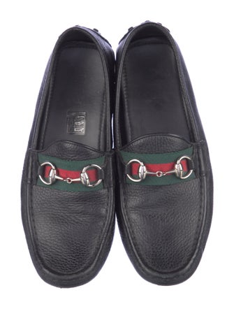 Gucci Web Accent Leather Loafers