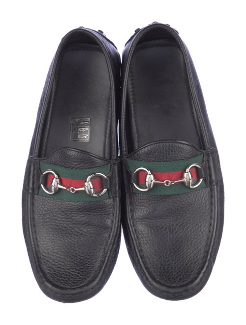 Gucci Web Accent Leather Loafers