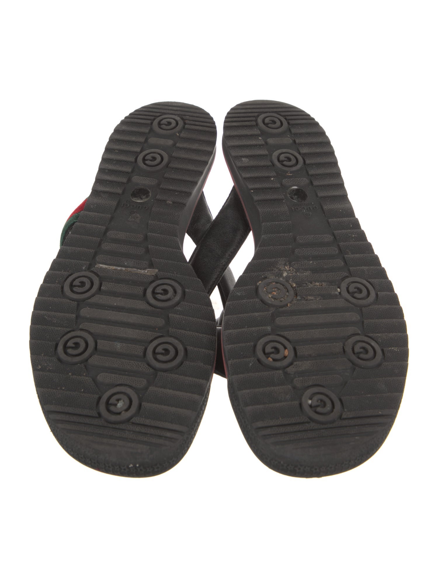 Gucci Web Accent Leather Flip Flops