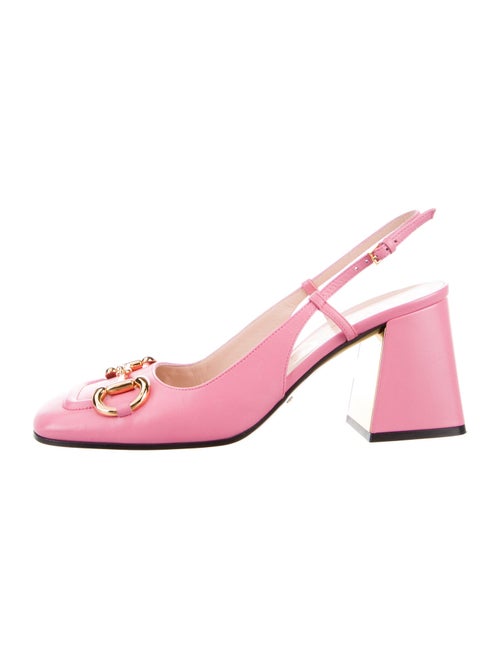 Gucci Horsebit Accent Leather Slingback Pumps