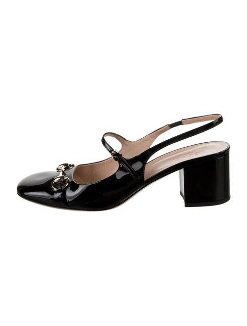 Gucci Horsebit Accent Patent Leather Slingback Pumps