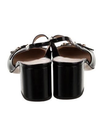 Gucci Horsebit Accent Patent Leather Slingback Pumps