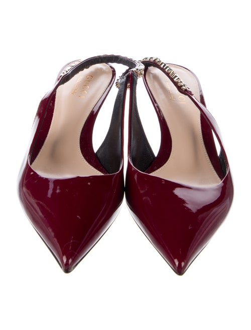 Gucci Patent Leather Chain-Link Accents Slingback Pumps