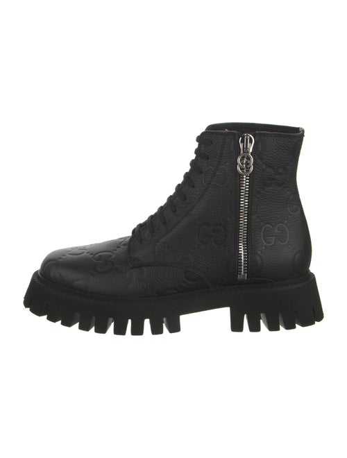 Gucci GG Signature Embossed Leather Combat Boots
