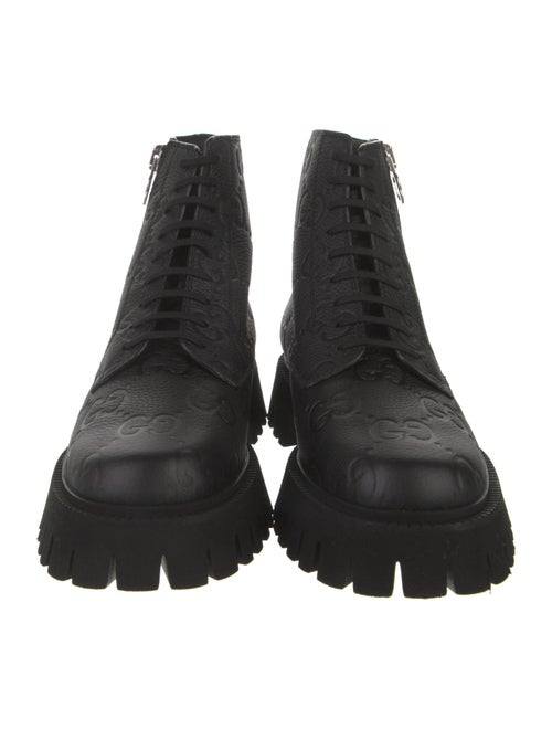 Gucci GG Signature Embossed Leather Combat Boots