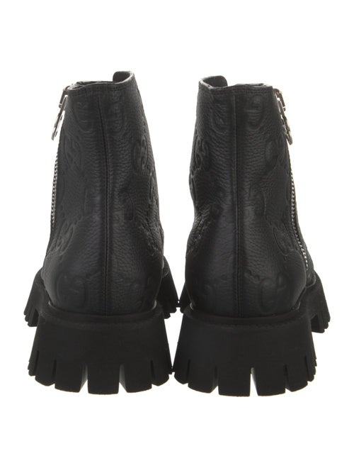 Gucci GG Signature Embossed Leather Combat Boots
