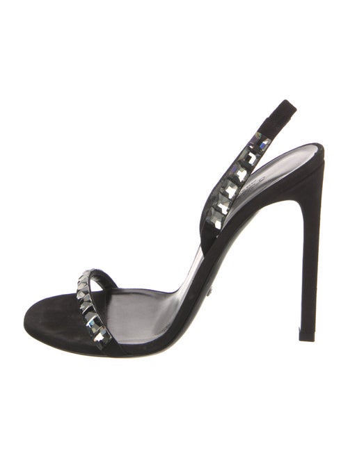 Gucci Suede Crystal Embellishments Slingback Sandals