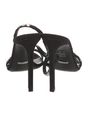 Gucci Suede Crystal Embellishments Slingback Sandals