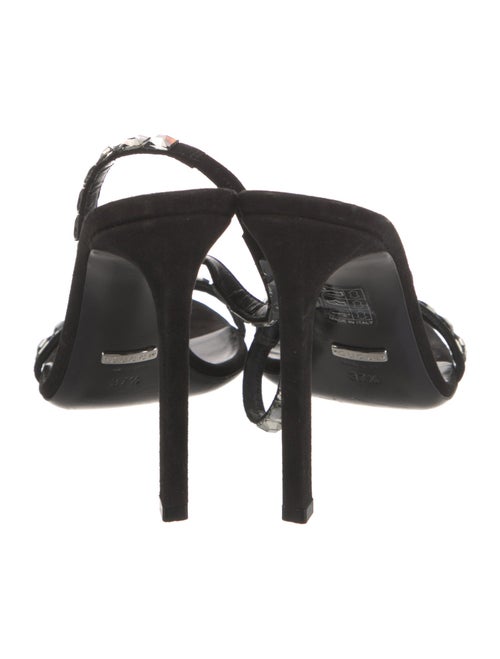 Gucci Suede Crystal Embellishments Slingback Sandals