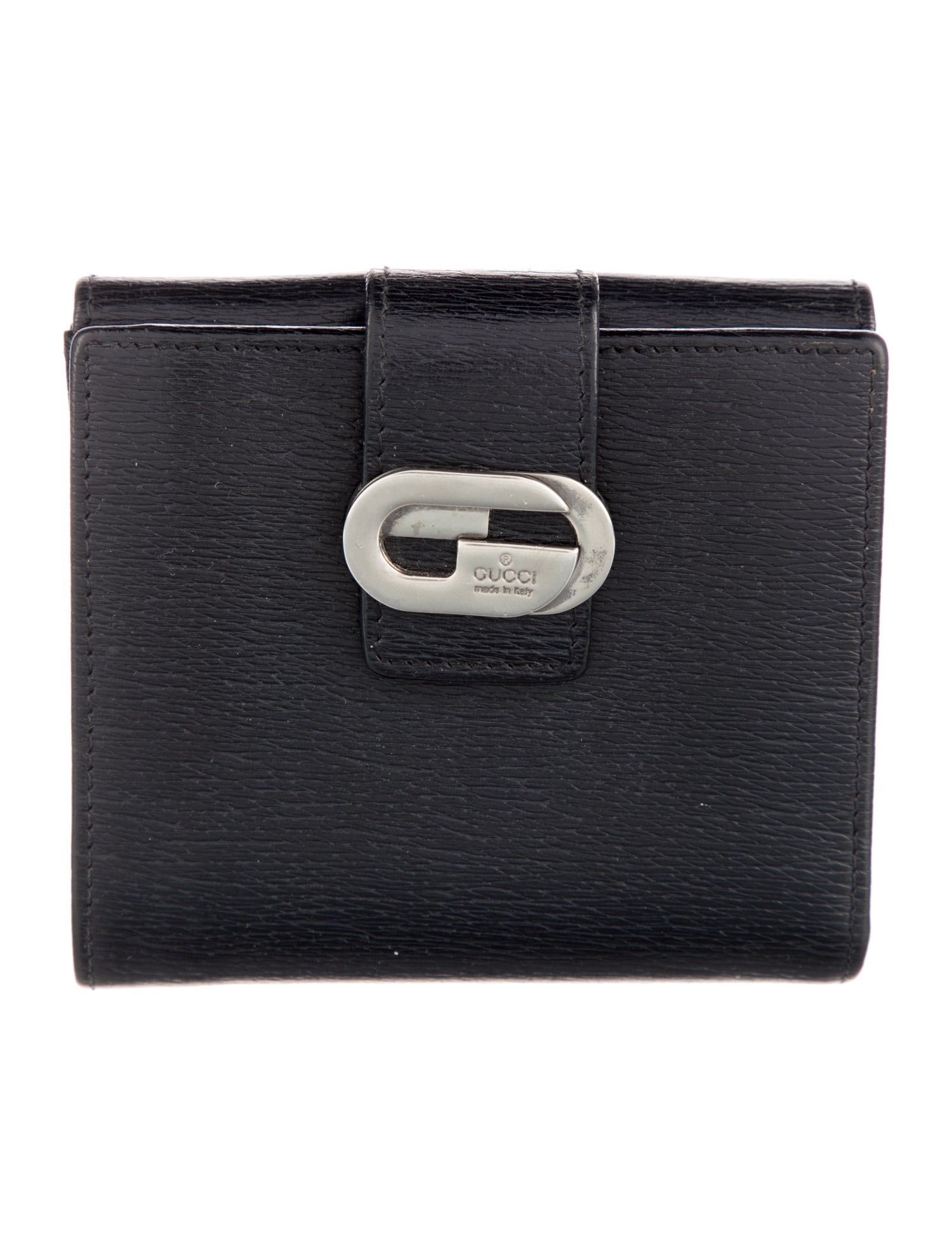 Gucci Vintage Leather Compact Interlocking G Logo Compact Wallet