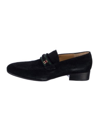 Gucci Web Accent Suede Loafers