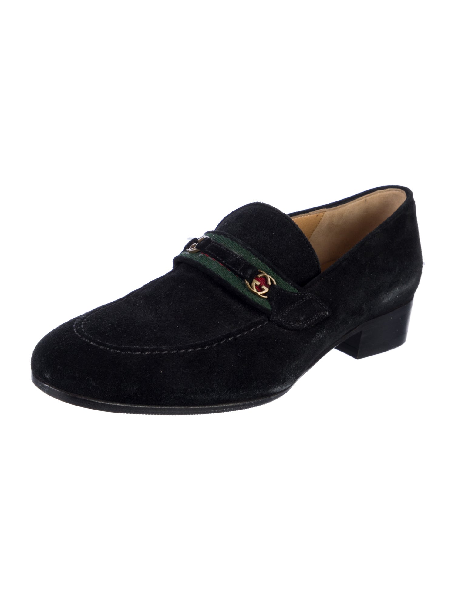 Gucci Web Accent Suede Loafers