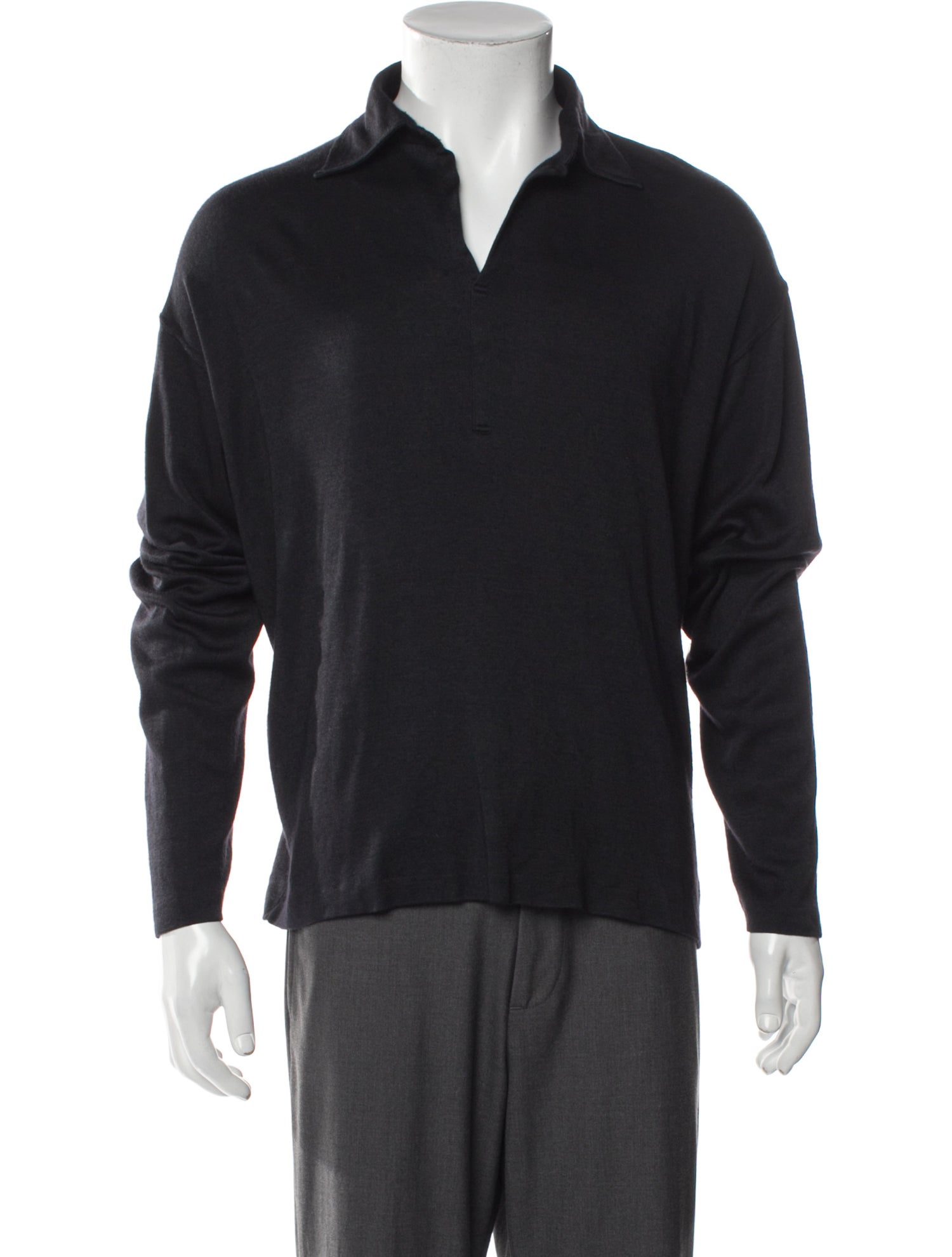Gucci V-Neck Long Sleeve Polo Shirt