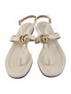 Gucci Double G Logo Leather T-Strap Sandals