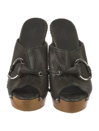 Gucci GG Canvas Snakeskin Mules