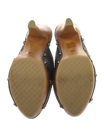 Gucci GG Canvas Snakeskin Mules