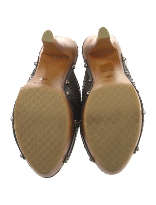 Gucci GG Canvas Snakeskin Mules