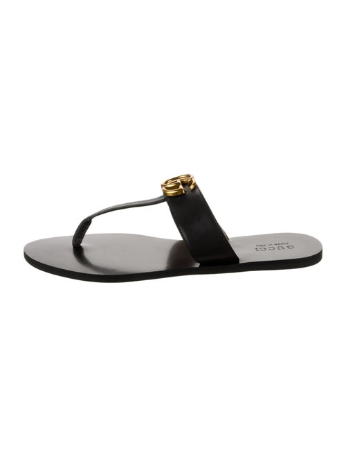 Gucci Double G Logo Leather Slides