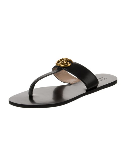 Gucci Double G Logo Leather Slides