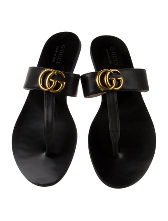 Gucci Double G Logo Leather Slides