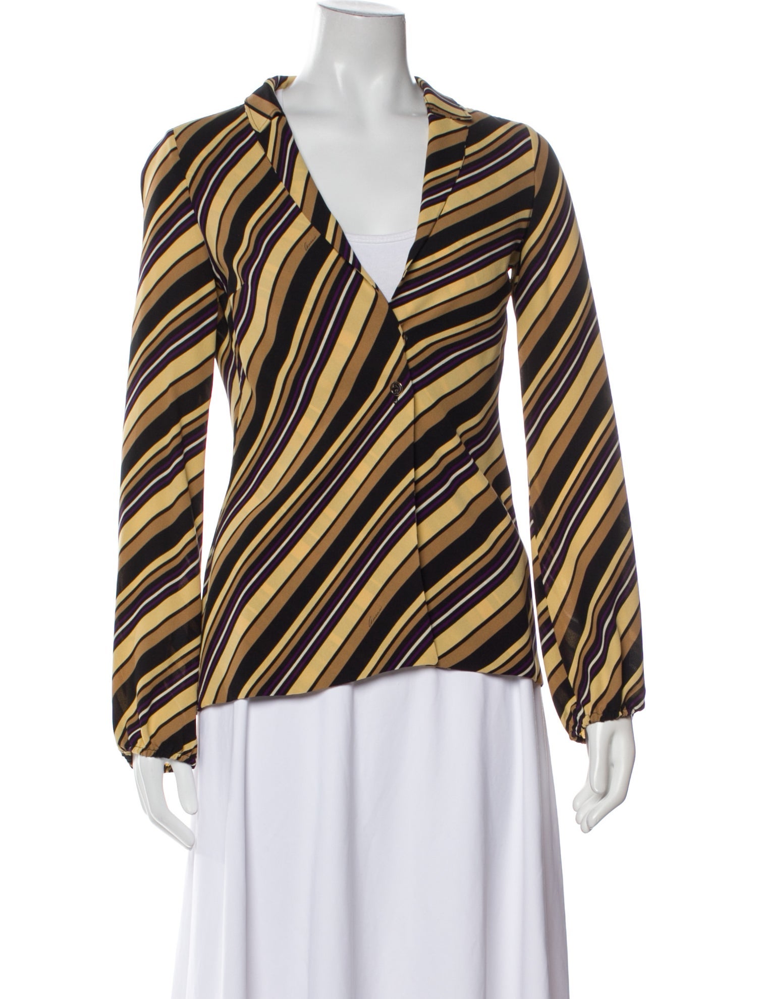 Gucci Silk Striped Button-Up Top