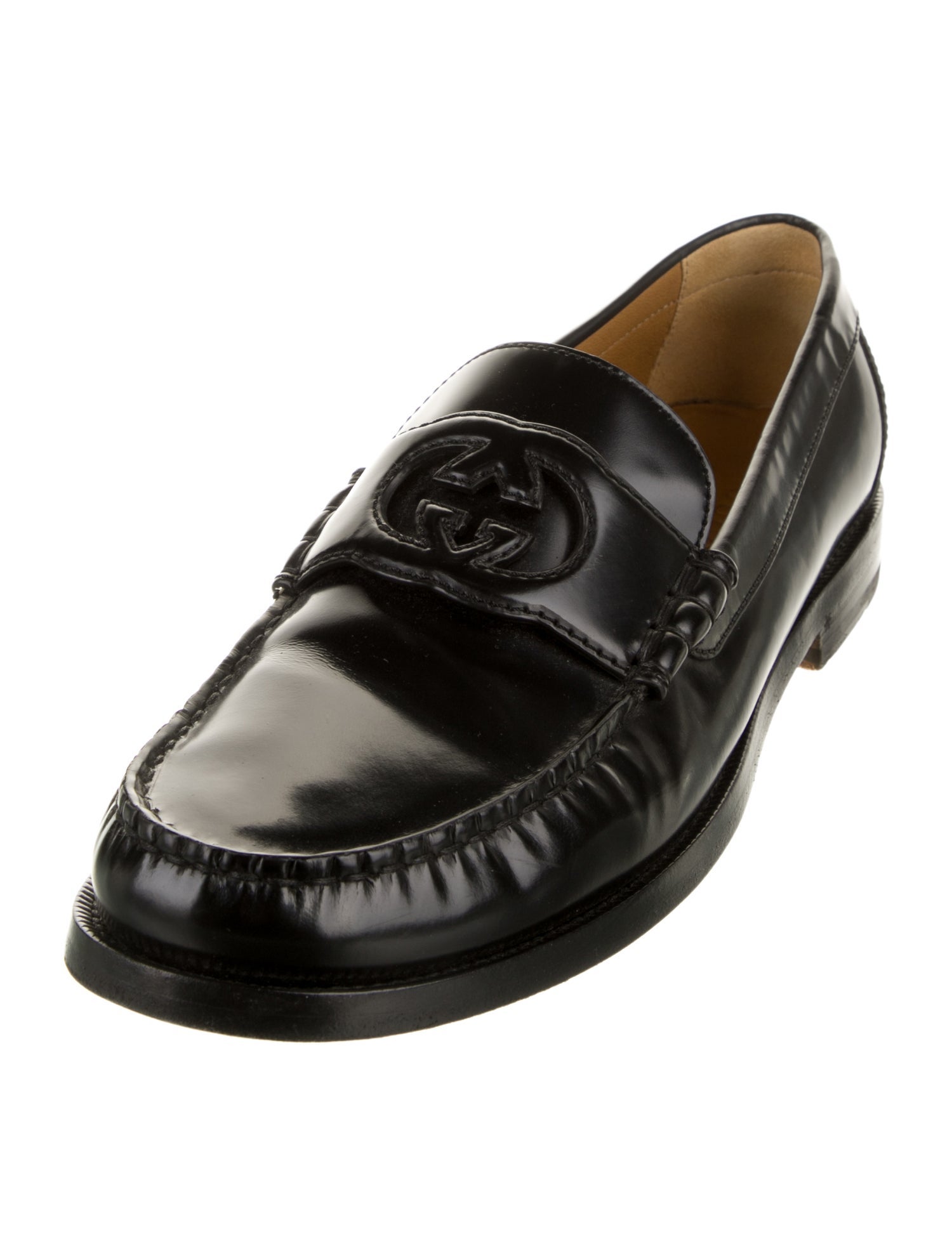Gucci Interlocking G Logo Leather Dress Loafers