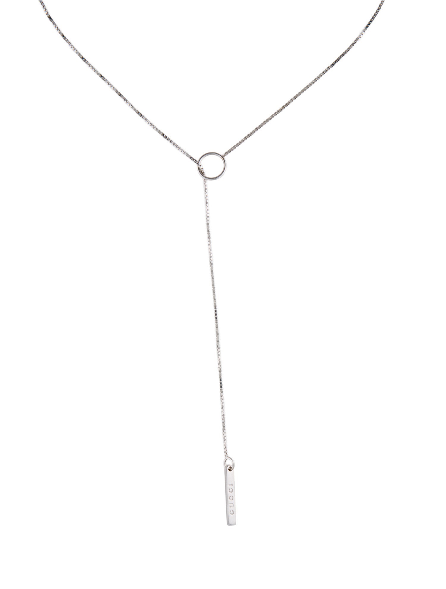 Gucci 18K Bar Lariat Necklace