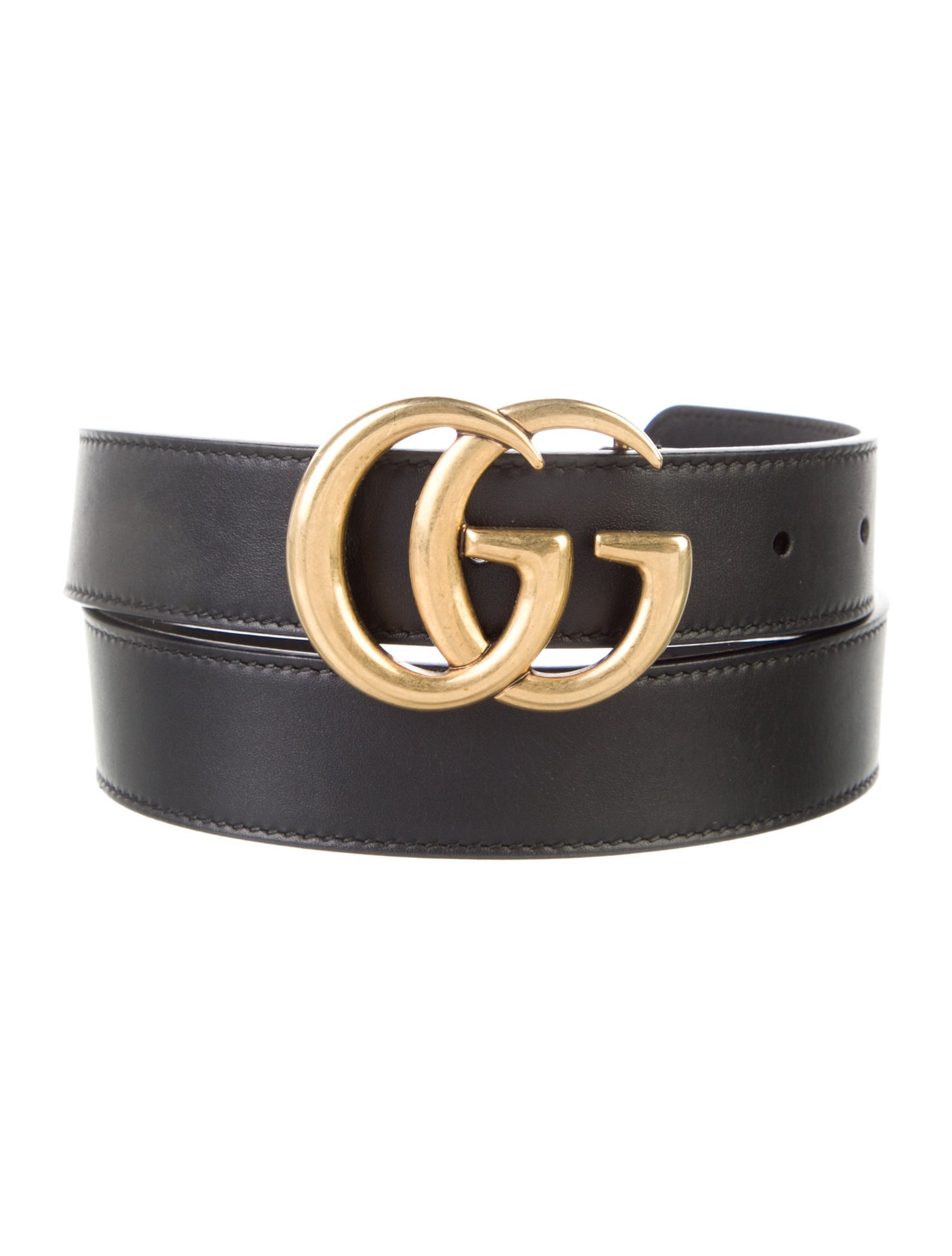 Gucci Double G Logo Leather Belt
