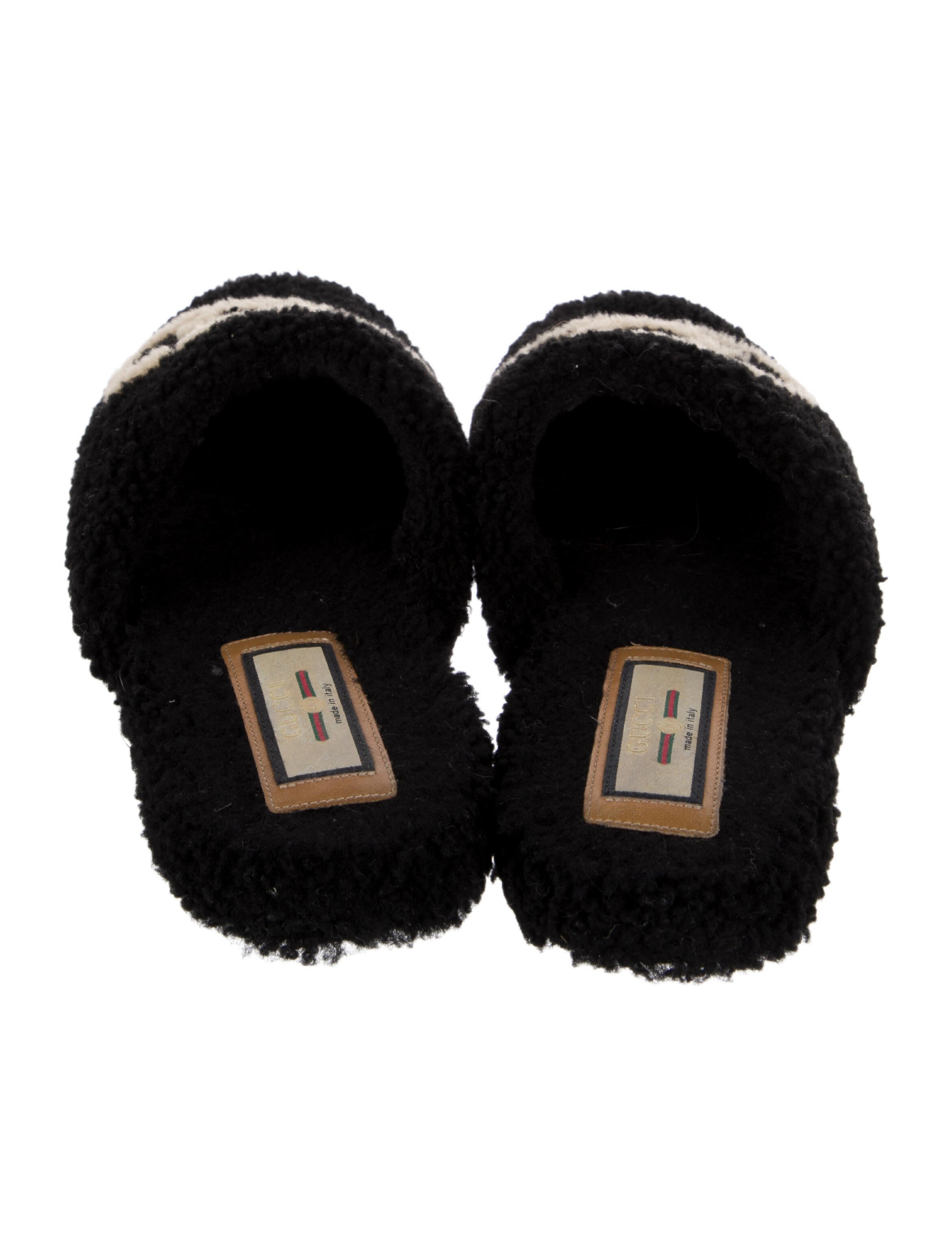 Gucci Interlocking G Logo Shearling Mules