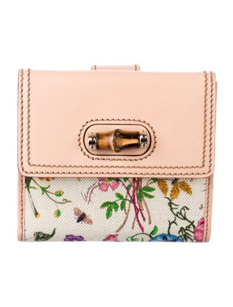 Gucci Flora Print Canvas Compact Wallet