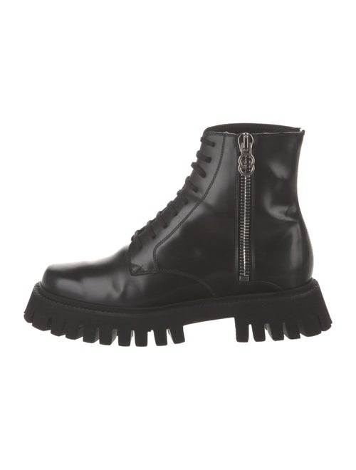 Gucci Interlocking G Logo Leather Combat Boots