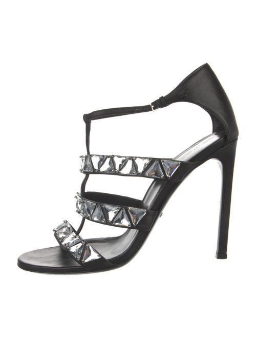Gucci Leather Crystal Embellishments Gladiator Sandals