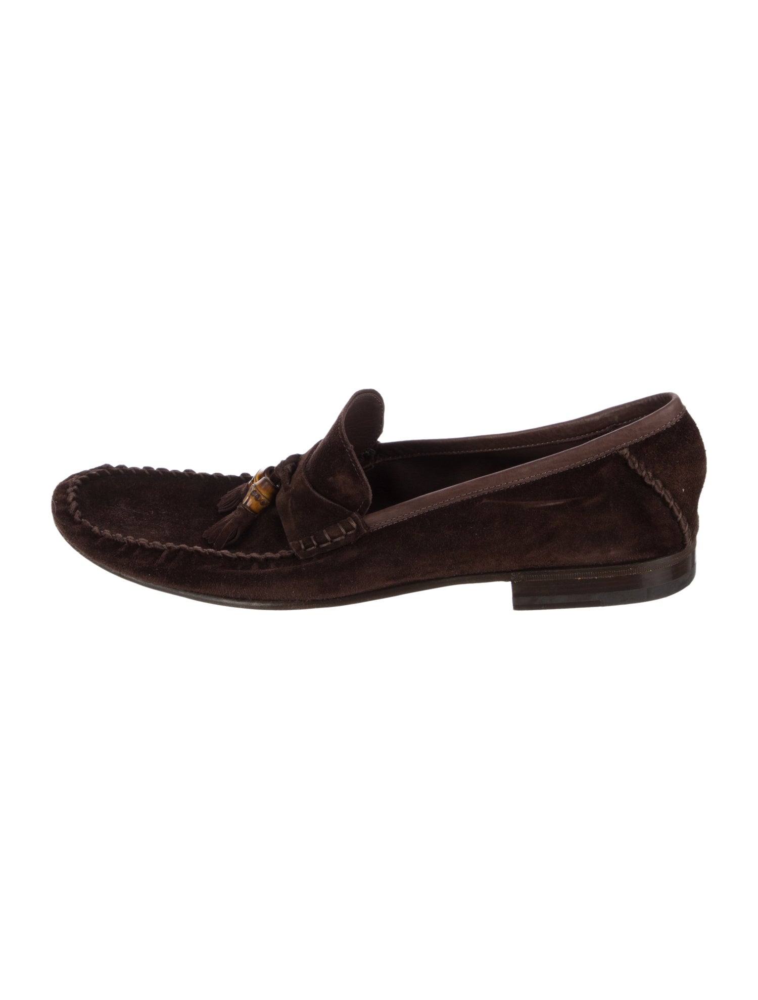 Gucci Bamboo Accent Suede Dress Loafers
