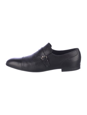 Gucci Diamante Print Leather Monk Straps