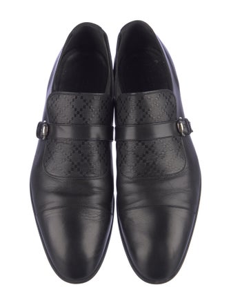 Gucci Diamante Print Leather Monk Straps