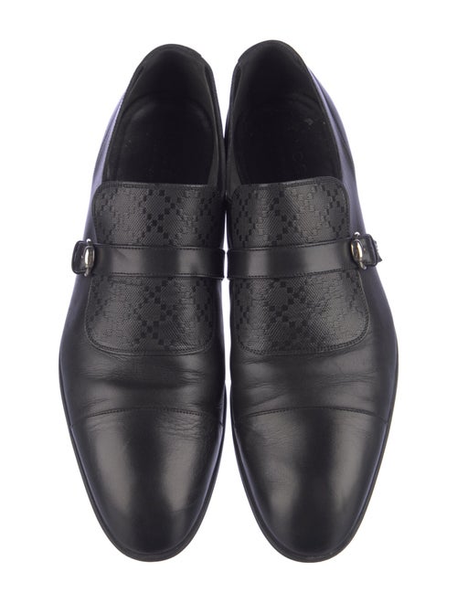 Gucci Diamante Print Leather Monk Straps
