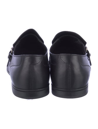 Gucci Diamante Print Leather Monk Straps