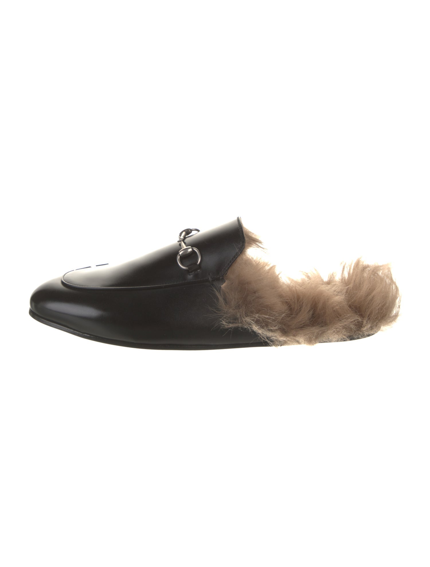 Gucci Leather Fur Trim Mules w/ Tags