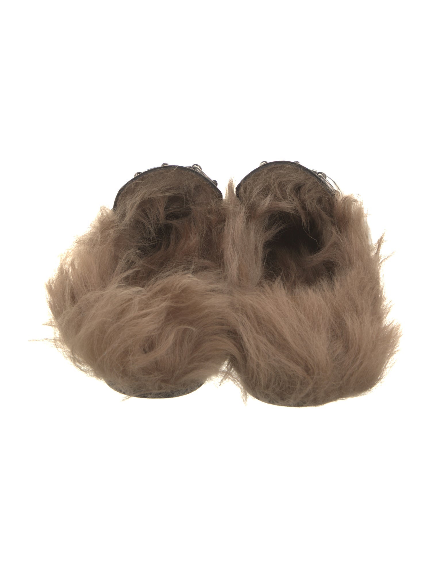 Gucci Leather Fur Trim Mules w/ Tags
