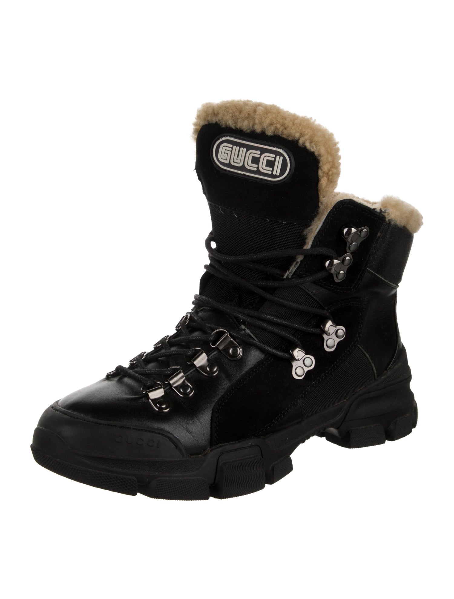 Gucci Leather Colorblock Pattern Boots