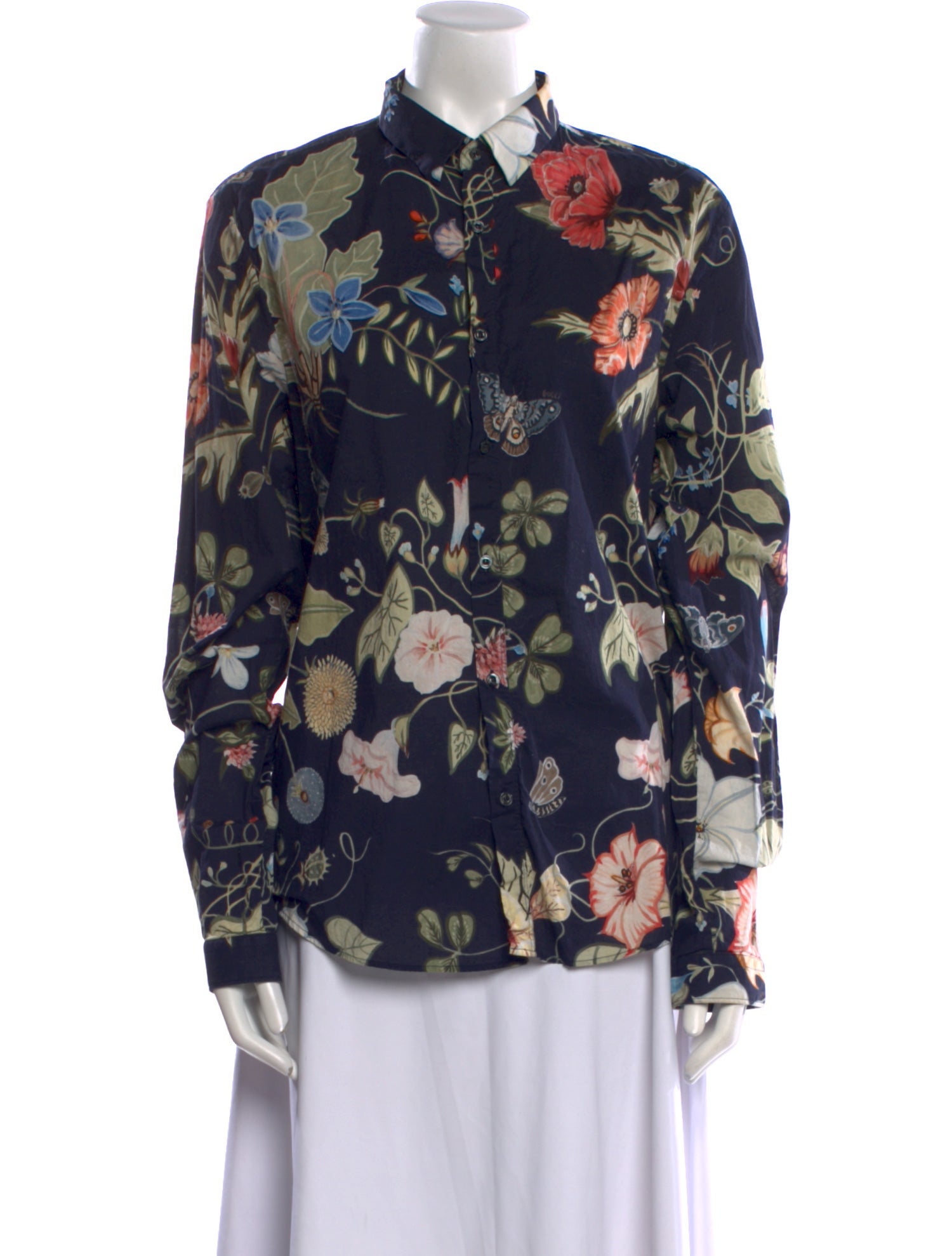 Gucci Floral Print Long Sleeve Button-Up Top